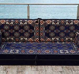 Navy Blue Arabic Sofa Floor Seating Set, Sofa Bed, Pallet Sofa, Floor Cushions, Sectional Sofa, Arabic Majilis, Ottoman Couch, Arabic Jalsa (8'' Thickness Sofa)