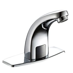awlstar single hole touchless bathroom sink faucet hands free kitchen faucet polished chrome dc-powered, 6*6 inches, silver
