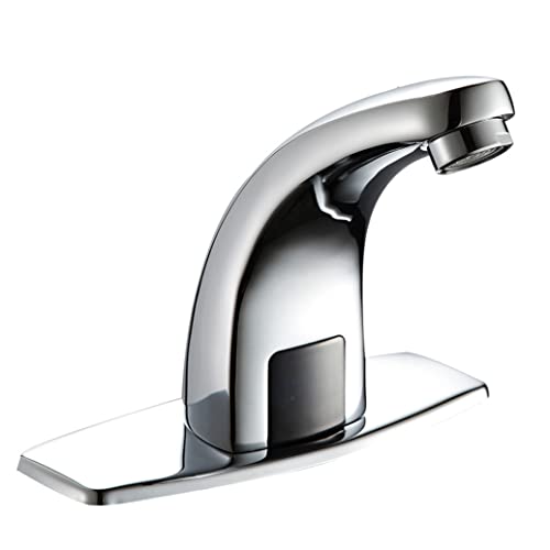 Awlstar Single Hole Touchless Bathroom Sink Faucet Hands Free Kitchen Faucet Polished Chrome DC-Powered, 6*6 inches, Silver