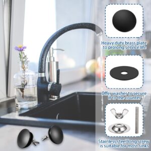 2 Pieces 2 Inch Kitchen Sink Hole Cover Faucet Hole Cover Stainless Steel Kitchen Sink Tap Hole Plate Stopper Cover Blanking Metal Plug (Black)