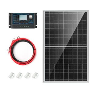 nicesolar 50w 12v solar panel kit monocrystalline off grid system battery charger for rv boat trailer cabin garden shed home, with 20a charge controller for 12v lead-acid & lithium & lifepo4 battery