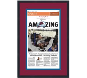framed denver post colorado avalanche 2022 stanley cup champions 14x24 hockey newspaper cover photo professionally matted v2