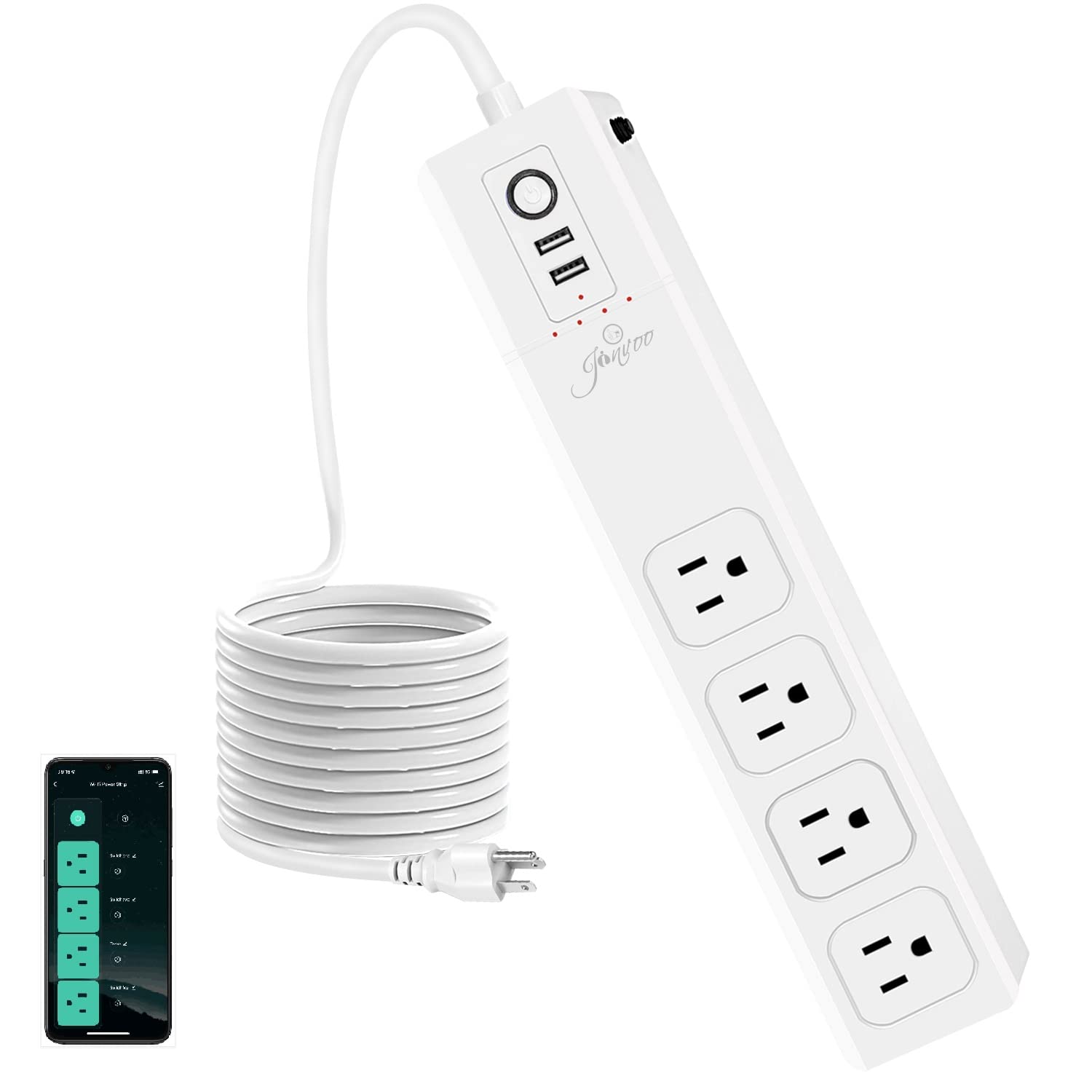 Jinvoo ZigBee Smart Surge Protector Power Strip 15A 2000W Overload Protection Works with Philips HUE SmartThings Tuya HUB Echo Google Home