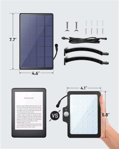 JACKYLED Solar Security Light with Motion Sensor, 1000 Lumen 48 LED, IP65 Waterproof, 3 Modes, Auto On/Off, Separate Solar Panel, Solar Dusk to Dawn Flood Lights for Outdoor Wall, Porch, Barn, Garage