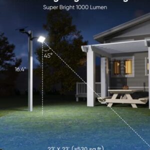 JACKYLED Solar Security Light with Motion Sensor, 1000 Lumen 48 LED, IP65 Waterproof, 3 Modes, Auto On/Off, Separate Solar Panel, Solar Dusk to Dawn Flood Lights for Outdoor Wall, Porch, Barn, Garage