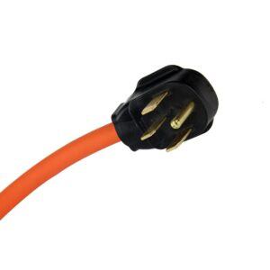 PLIS Nema 14-50P to 5-20R Generator Cord with Surge Protector Breaker,4 Prong Heavy Duty Generator Cord, 10AWG*4C Flexible Cable,Power Extension Cord,50Amp,Orange,1.5FT