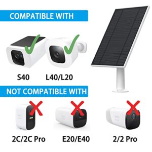 6W Solar Panel Charging Compatible with Eufy Solocam L40/L20/S40/3/3C Only,with 13.1ft Waterproof Charging Cable, IP65 Weatherproof,Includes Secure Wall Mount(Type-c Connector)（White(2)