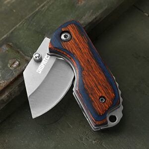 Dispatch Mini Folding Small Pocket Knife, Stainless Steel Sanding Blade and Steelhead EDC Tactical Tools with Colorful Wooden Handle, Everyday Carry, Unique Small Gift for Father-Mother Men Women