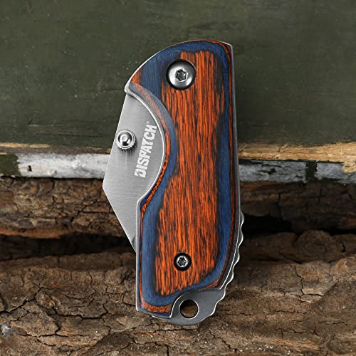 Dispatch Mini Folding Small Pocket Knife, Stainless Steel Sanding Blade and Steelhead EDC Tactical Tools with Colorful Wooden Handle, Everyday Carry, Unique Small Gift for Father-Mother Men Women