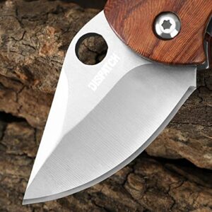 Dispatch Mini Folding Small Pocket Knife, Stainless Steel Sanding Blade and Steelhead EDC Tactical Tools with Wooden Handle, Everyday Carry, Unique Small Gift for Father-Mother Men Women