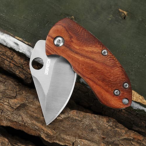 Dispatch Mini Folding Small Pocket Knife, Stainless Steel Sanding Blade and Steelhead EDC Tactical Tools with Wooden Handle, Everyday Carry, Unique Small Gift for Father-Mother Men Women