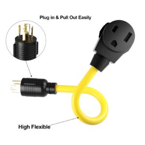 PLIS Nema L14-30P to 6-50R Heavy Duty Generator Locking Cord,Welder Adapter,10AWG*3C Generator Plug,30Amp,250V,yellow,1.5FT