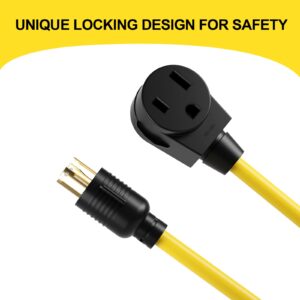 PLIS Nema L14-30P to 6-50R Heavy Duty Generator Locking Cord,Welder Adapter,10AWG*3C Generator Plug,30Amp,250V,yellow,1.5FT