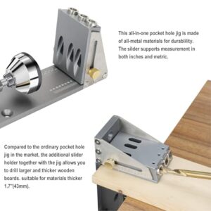 Pocket Hole Jig Kit, Professional Woodworking Dowel Jig Kit, Upgraded All-Metal Pocket Screw Jig for Carpentry Joinery Men