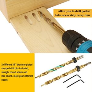 Pocket Hole Jig Kit, Professional Woodworking Dowel Jig Kit, Upgraded All-Metal Pocket Screw Jig for Carpentry Joinery Men