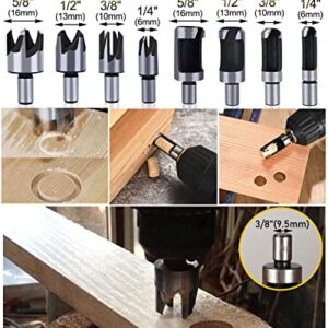 Rocaris 32 Pack Woodworking Chamfer Drilling Tools, Including Countersink Drill Bits, L-Wrench, Wood Plug Cutter, Step Bit, Center Punch, Cutting Twist Bits