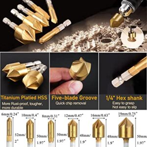 Rocaris 32 Pack Woodworking Chamfer Drilling Tools, Including Countersink Drill Bits, L-Wrench, Wood Plug Cutter, Step Bit, Center Punch, Cutting Twist Bits