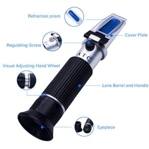 Alcohol Refractometer, ATC Alcohol Refractometer with 0-80% Alcohol Measurement Range for Liquor and Spirits. Like Whiskey, Brandy, Vodka, etc.