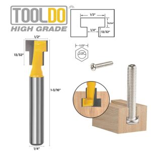 TOOLDO Keyhole Router Bit Set- 1/4 Inch Shank Router bits，5 pcs Router Bit Set 5/16&3/8 & 1/2 &5/8 &7/16 Inch Blade Diameter