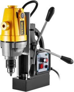 vevor magnetic drill, 550rpm no-load speed electromagnetic drill press, 2.16" depth 1.57" dia magnetic core drill, 2700lbs boring tool drill press, w/ 1100w drill press, yellow and black drill machine