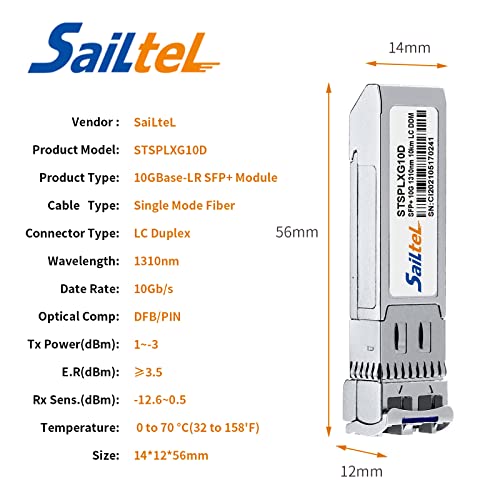 10G Gigabit Single Mode SFP+ LC Module,10G 1310nm SMF, up to 10 km, DDM,10GBase-LR Fiber Transceiver, Compatible with Cisco, Ubiquiti, Mikrotik,Netgear, Dlink,Linksys and More (10 Packs)