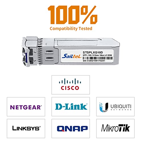 10G Gigabit Single Mode SFP+ LC Module,10G 1310nm SMF, up to 10 km, DDM,10GBase-LR Fiber Transceiver, Compatible with Cisco, Ubiquiti, Mikrotik,Netgear, Dlink,Linksys and More (10 Packs)