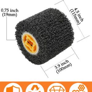 SHITIME 4.5" x 4" Abrasive Drawing Wheel Surface Conditioning Tool, 40 Grit Abrasive Drum for Metal Polishing Paint, Rust, Oxidation - 3/4" Quad Keyway for Hand held Polishing Machine