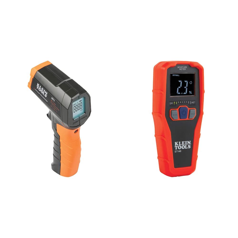 Klein Tools IR1 Infrared Thermometer + Klein Tools ET140 Pinless Moisture Meter