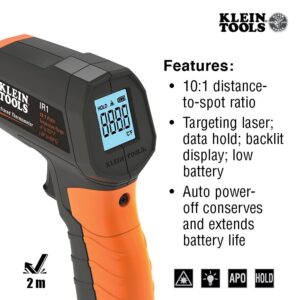 Klein Tools IR1 Infrared Thermometer + Klein Tools ET140 Pinless Moisture Meter