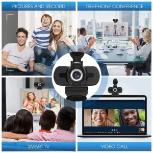 Necesa Webcam HD 1080P, Webcam with Microphone and Privacy Cover, Streaming Computer or Desktop Laptop USB Web Camera with 110 Big Black