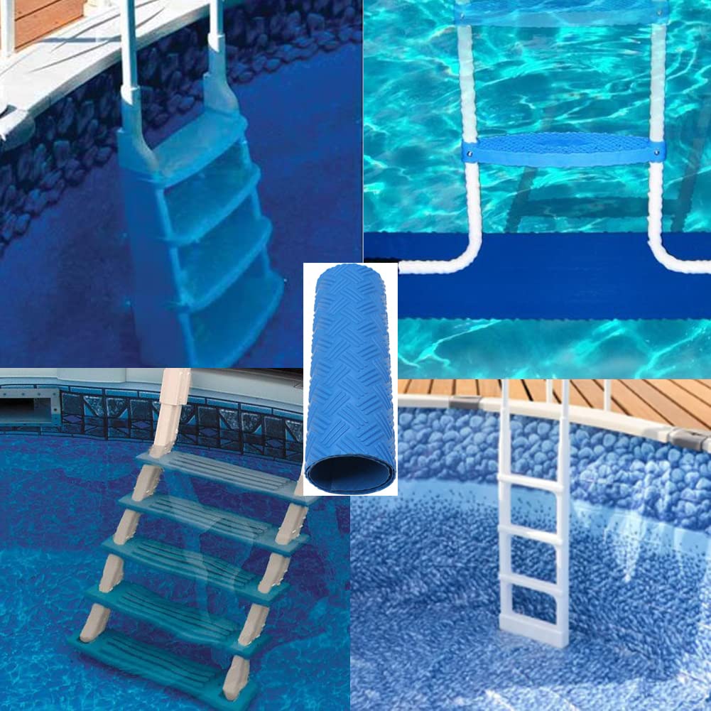 Swimming Pool Ladder Mat - 40"x40" Pool Ladder Mat for Above Ground Inground Inflatable Pools - Pool Ladder Pad - Pool Step Mat - Pool Liner Protection Cushion for Stairs Blue