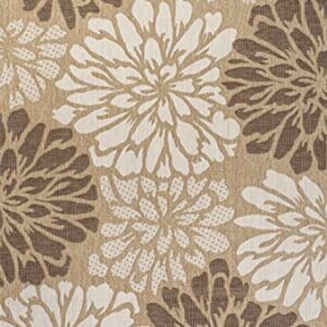 JONATHAN Y SMB110I-3 Zinnia Modern Floral Textured Weave Indoor Outdoor Area-Rug, Bohemian Coastal Mediterranean Easy-Cleaning,Bedroom,Kitchen,Backyard,Patio,Non Shedding, 3 X 5, Brown/Cream