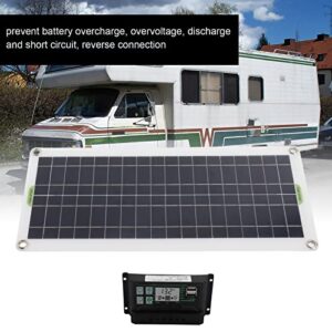 FOUF 30W Portable Solar Panel, 12V Off Grid Solar Panel Connector Kit and 30A Charge Controller for Car RV Marine Boat 12 Volt Battery, Solar Cell Solar Charger Kit for 12V Car RV Boat Marine Trailer