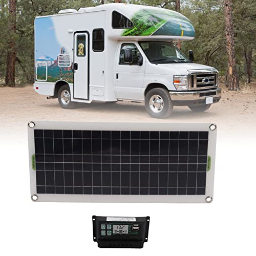 FOUF 30W Portable Solar Panel, 12V Off Grid Solar Panel Connector Kit and 30A Charge Controller for Car RV Marine Boat 12 Volt Battery, Solar Cell Solar Charger Kit for 12V Car RV Boat Marine Trailer