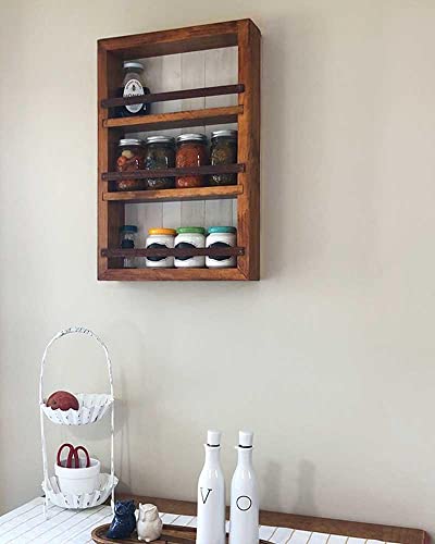 Mansfield Cabinet No. 101 - Solid Wood Spice Rack Cabinet Espresso/Tuscan Red