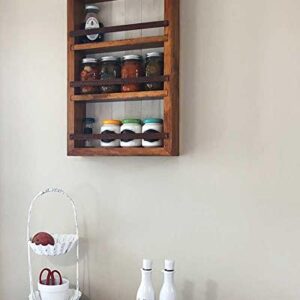 Mansfield Cabinet No. 101 - Solid Wood Spice Rack Cabinet Willow Grey stain/Tuscan Red