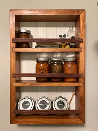 Mansfield Cabinet No. 101 - Solid Wood Spice Rack Cabinet Willow Grey stain/Tuscan Red