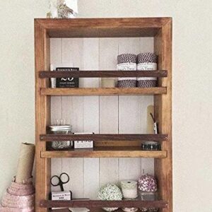 Mansfield Cabinet No. 101 - Solid Wood Spice Rack Cabinet Willow Grey stain/Tuscan Red