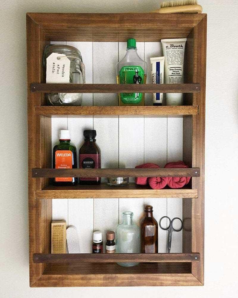 Mansfield Cabinet No. 101 - Solid Wood Spice Rack Cabinet Antique White/Mustard Yellow