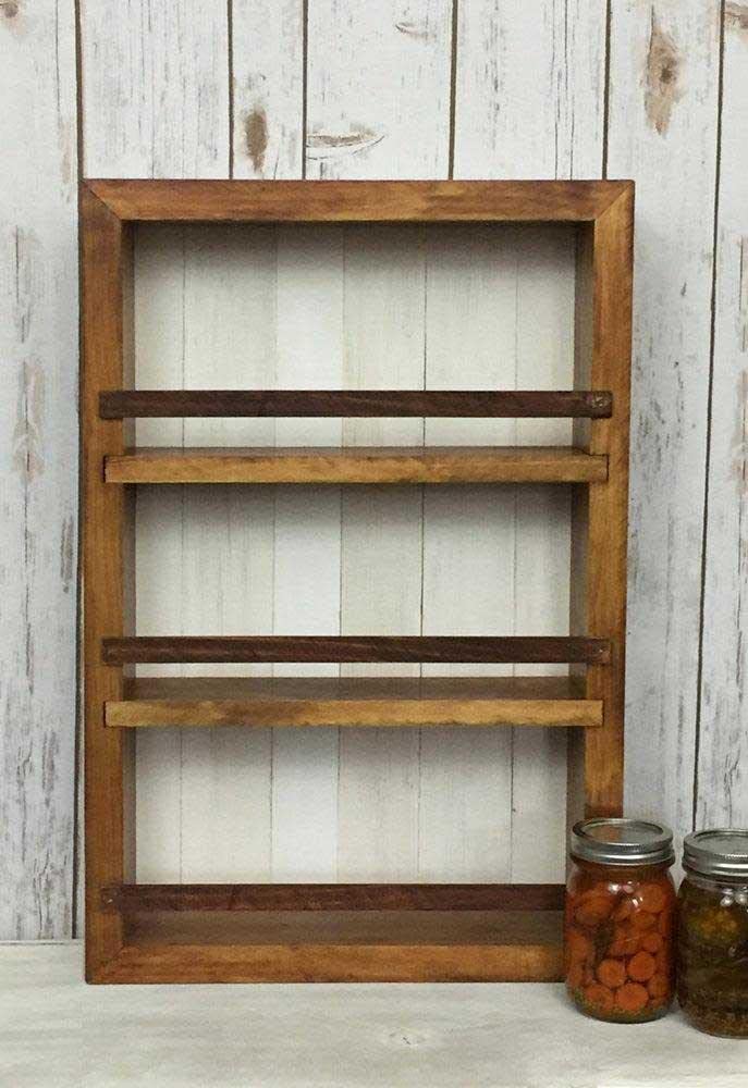 Mansfield Cabinet No. 101 - Solid Wood Spice Rack Cabinet Antique White/Mustard Yellow