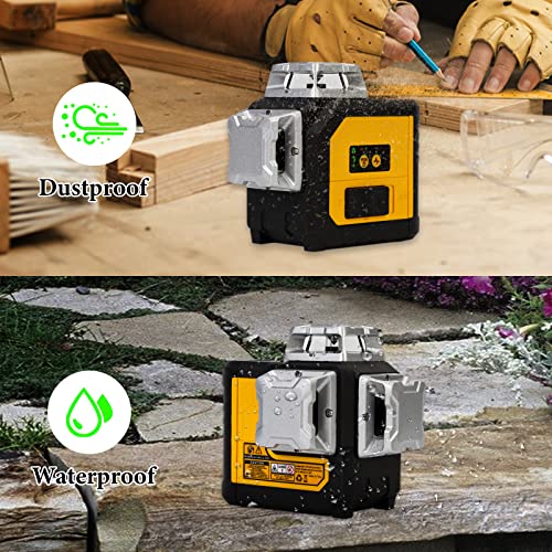 Globest 12 Lines 3D Laser Level, 3x360° Green Cross Line Laser Level for Picture Hanging and Construction, Three-Plane Auto Self-Leveling and Alignment Laser Tool,360° Horizontal/Vertical Laser Line