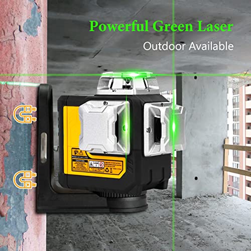 Globest 12 Lines 3D Laser Level, 3x360° Green Cross Line Laser Level for Picture Hanging and Construction, Three-Plane Auto Self-Leveling and Alignment Laser Tool,360° Horizontal/Vertical Laser Line