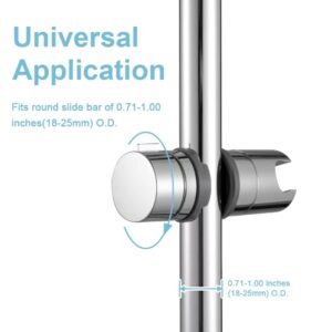 OFFO Shower Head Holder for Slide Bar Adjustable 0.71-1.00 in(18-25mm) O.D, Adjustable Holder for Slide Bar Slider Clamp Bathroom Replacement, 360 Degree Rotation Sprayer Holder, Chrome Plated