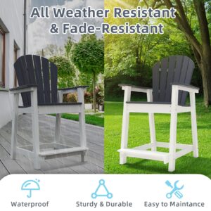 OTSUN Outdoor Bar Stool Chair, Patio Counter Stool with High Back, All-Weather Wooden Stool with Arms, Patio Chair for Backyard, Garden