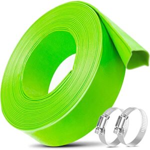 jin&bao 2 inch heavy duty pool backwash hose 25 ft with clamp, weather and burst resistant swimming pool drain hose, pool essentials flexible lay-flat discharge hose for water disposal (green-25ft)