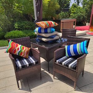 Oudoor Cushions For Patio Furniture 17x17in Waterproof Outdoor Chair Cushions Set Of 4 High-Density Sponge Filling,Seat Cushions With Ties For Garden Seat Chair Wicker Chair Wooden Chairs Etc.