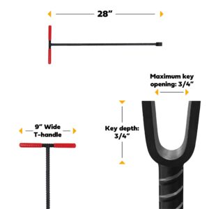 HOMESTEAD 28-Inch Water Meter Key with wide T handle, Comfortable Grip and U-shaped Head