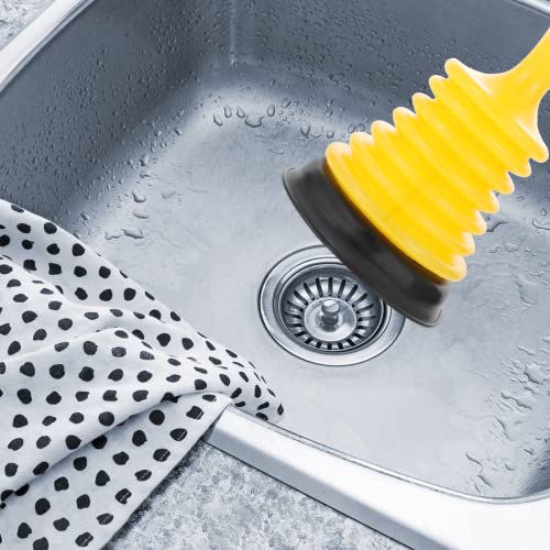 VILLCASE Mini Sink Plunger with Ergonomic Handle, Kitchen Drain Plunger, 4.2 x 4.2 x 7, Suction Power to Unclog Slow Sinks, Drains, Tubs, Showers, Yellow 2- pack