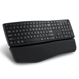 perixx periboard-813b bluetooth ergonomic keyboard - laptop scissor keys - curved ergo-lite design - detachable soft wrist rest - usb-c rechargeable - black - us english (11976)