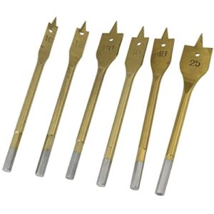 ZCZQC 6IN1 Spade Drill Bit Set Flat Wood Hole Cutter Gold Spade Dill Bits Wood Flat Hole Drill Bit (3/8", 5/8", 1/2", 3/4", 7/8", 1") Fit for Most Types of Wood as Well as Fiberglass